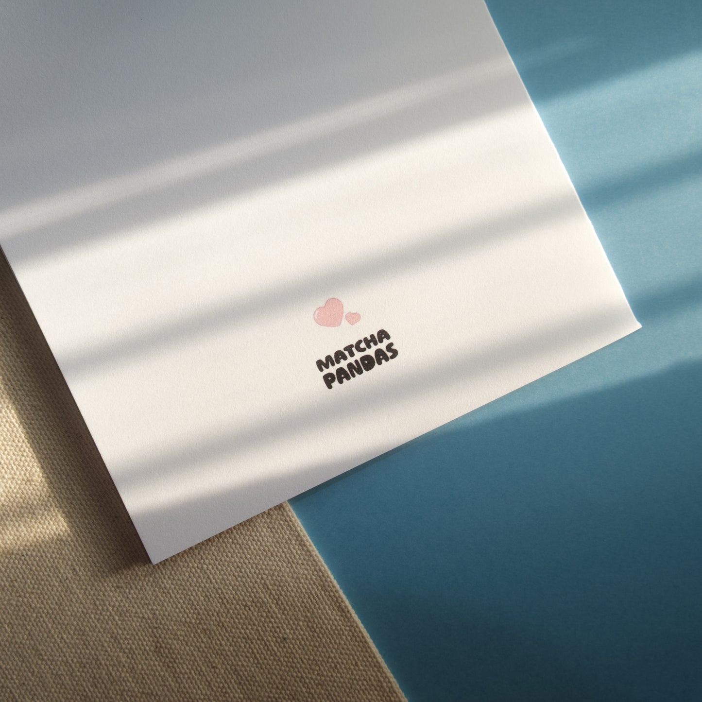 Back of You're the Beary Best Card - Matcha Pandas logo and pink hearts