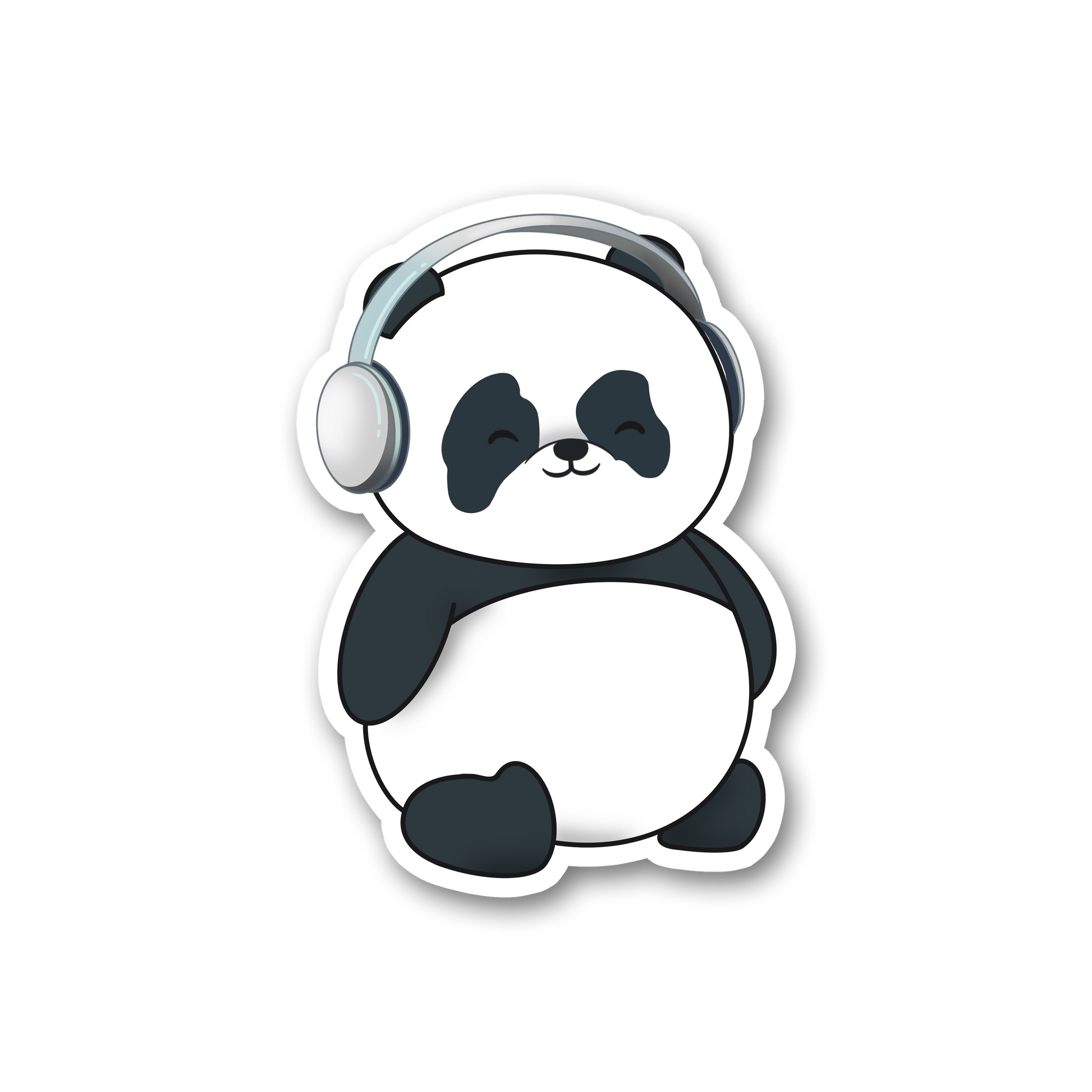 Sticker of our panda wearing headphones