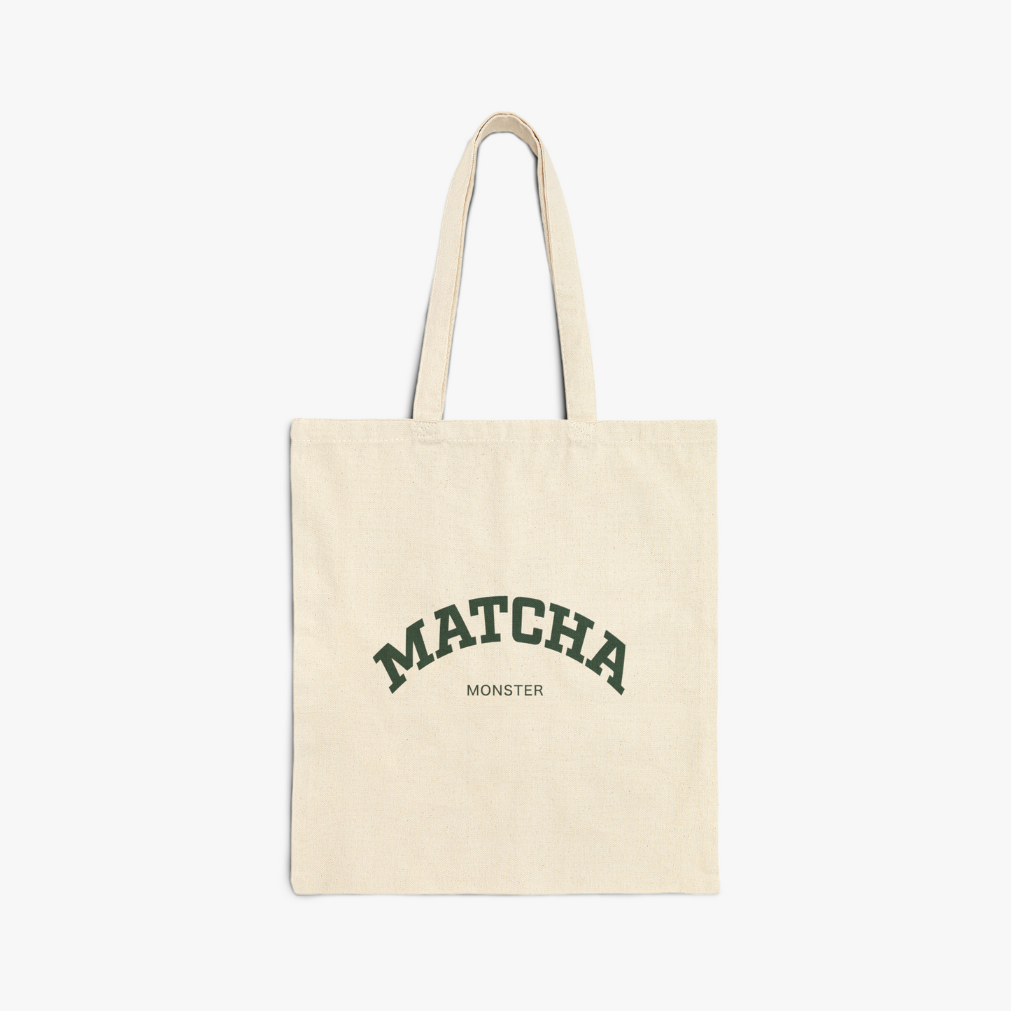 Tote bag with text, "MATCHA MONSTER"