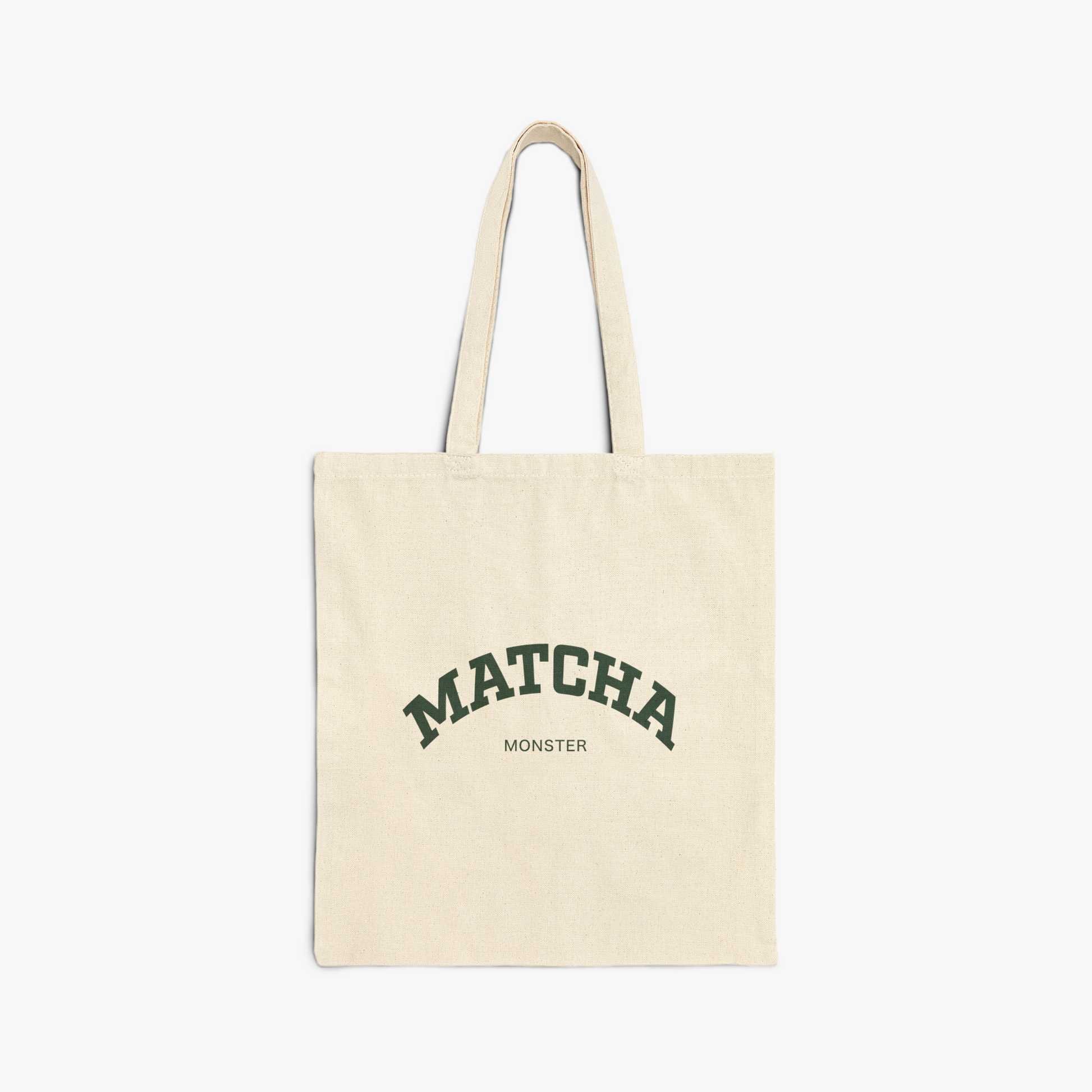 Tote bag with text, "MATCHA MONSTER"