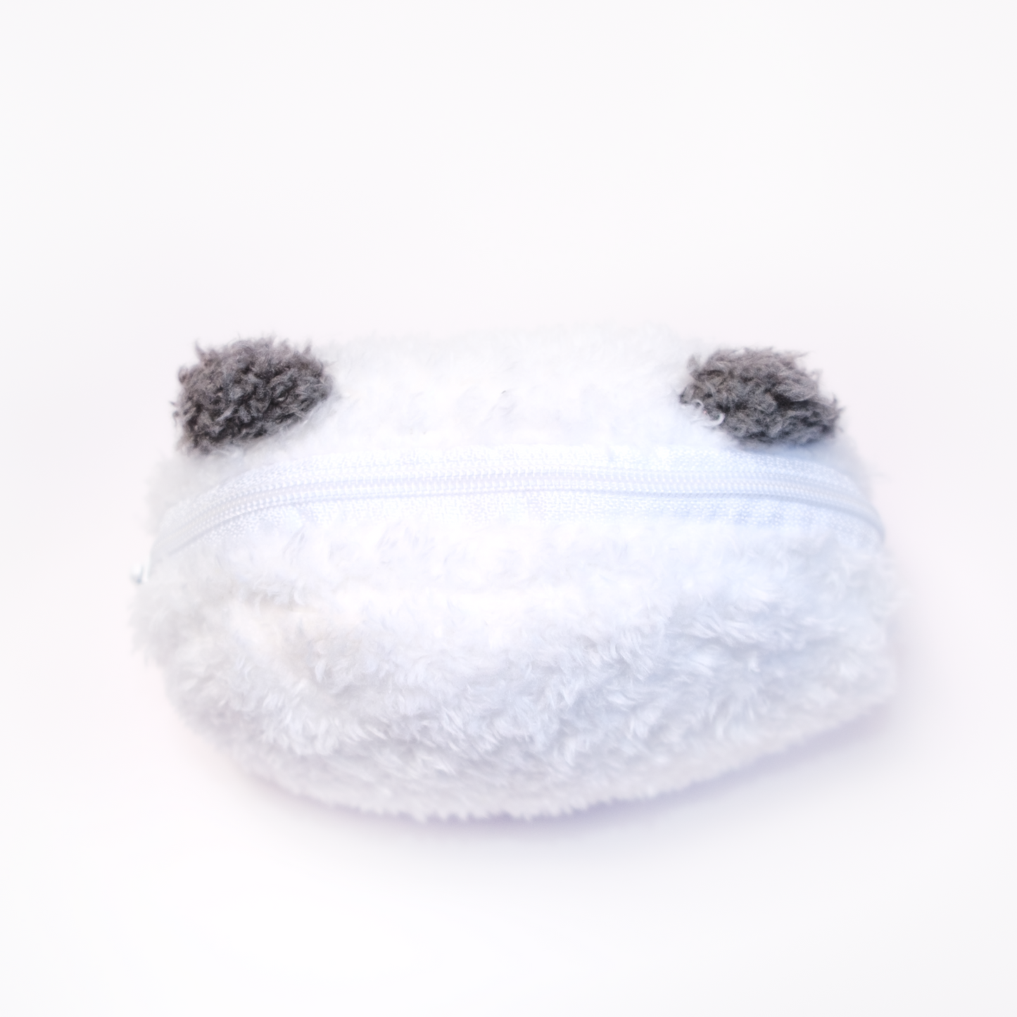Top of Panda Plush Pouch showing the zipper 