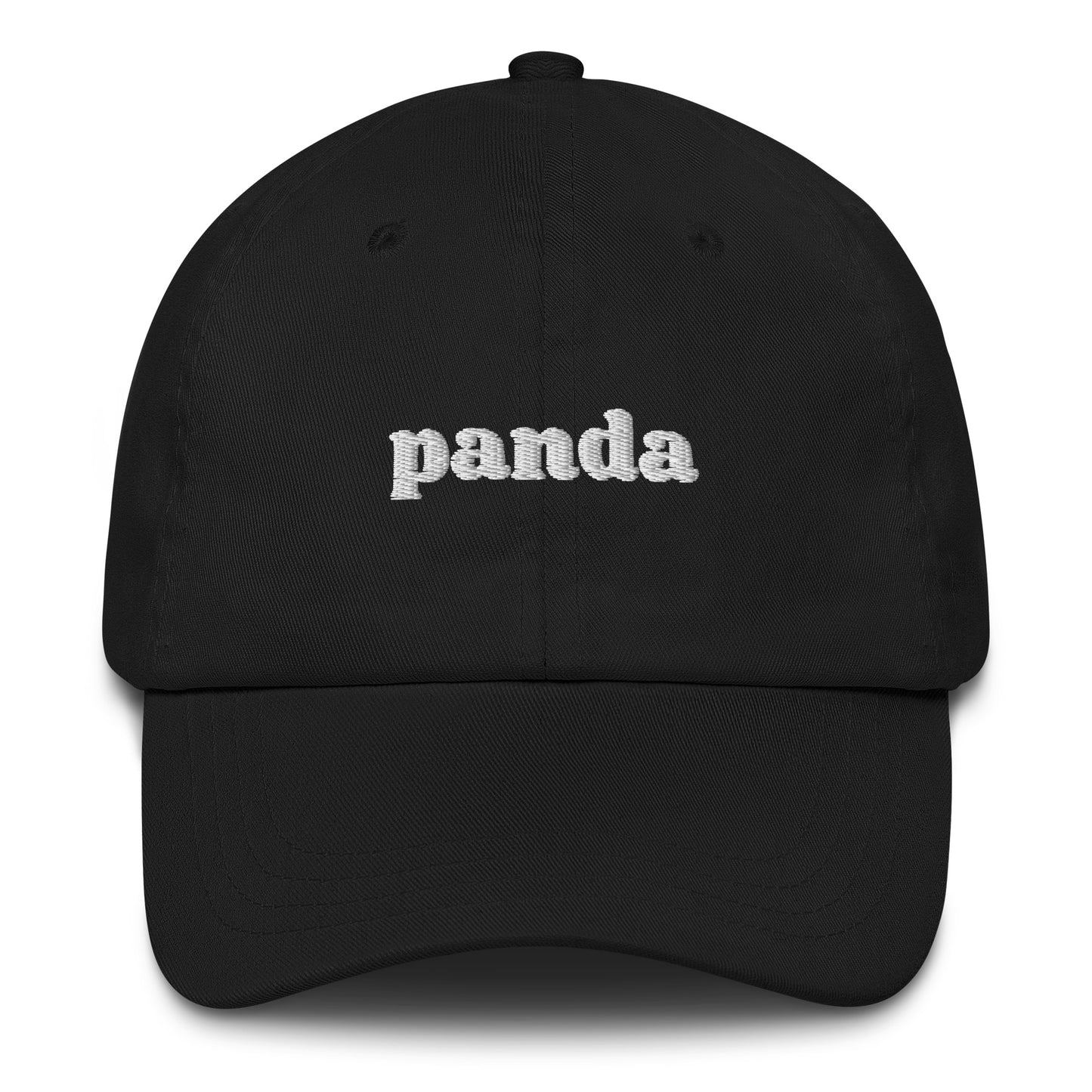 Panda text baseball cap product mockup
