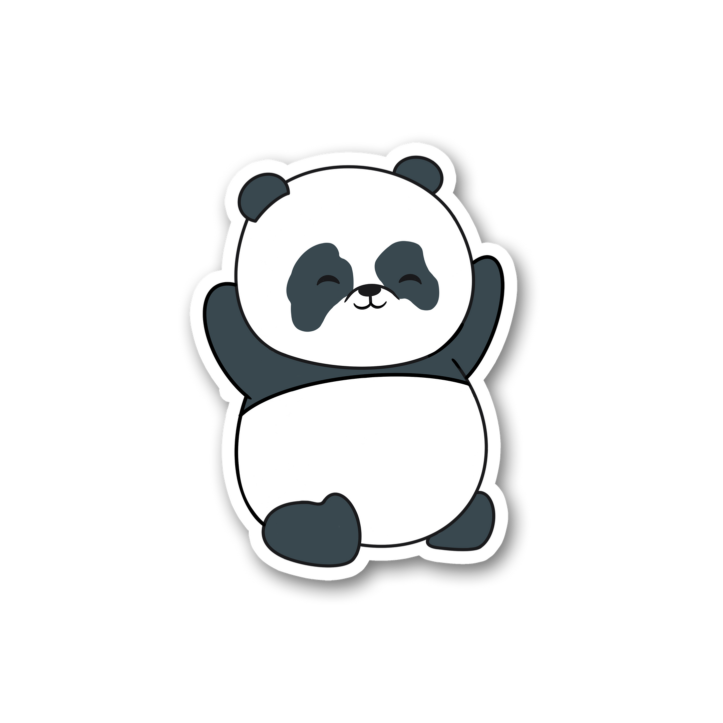 Sticker of our panda with his paws up in the air