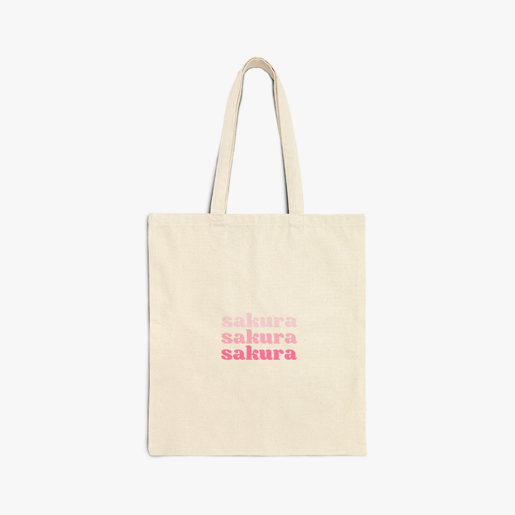 Tote Bag with "sakura" repeated text in pink gradient