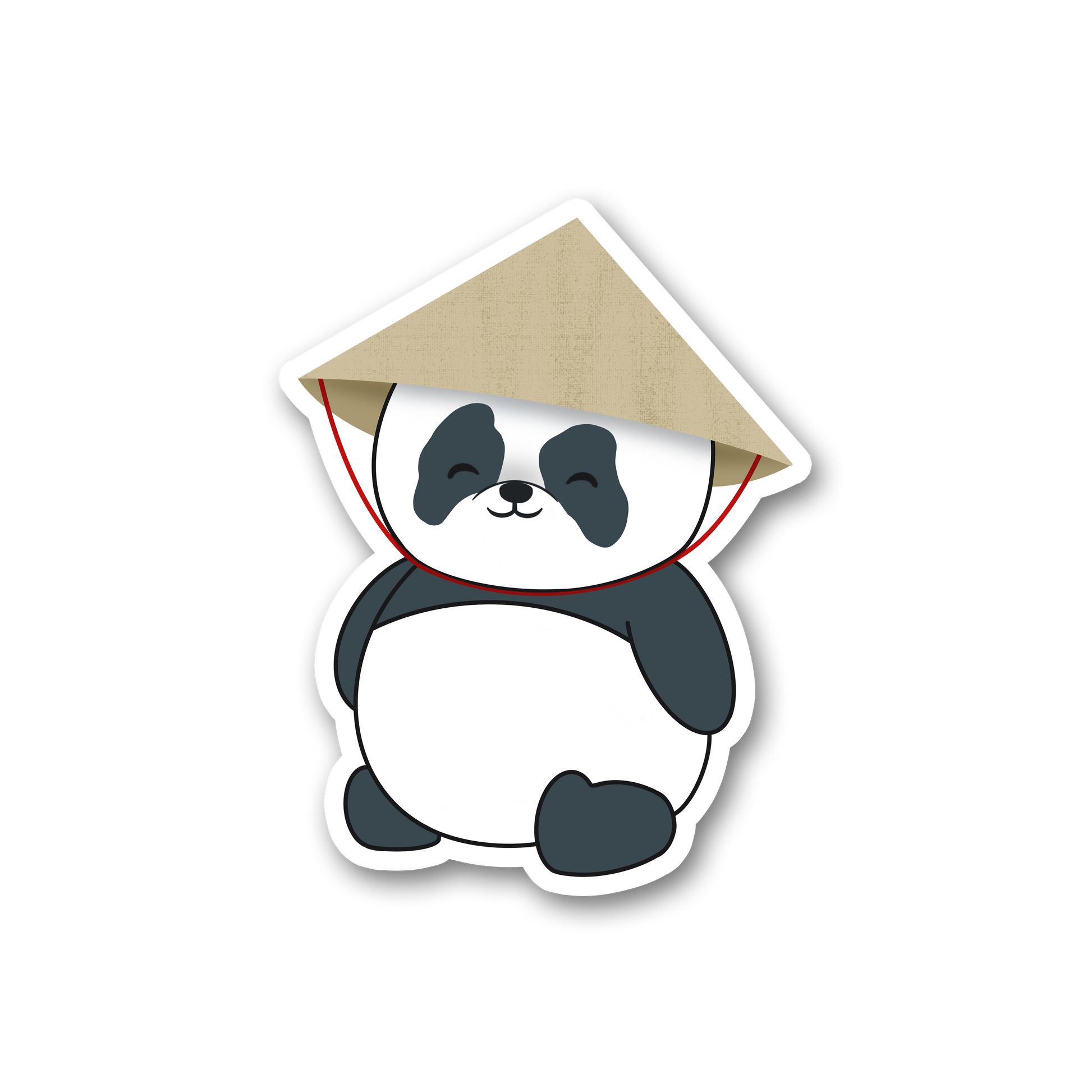 Sticker of our panda wearing the Vietnamese Leaf Hat