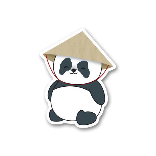 Sticker of our panda wearing the Vietnamese Leaf Hat